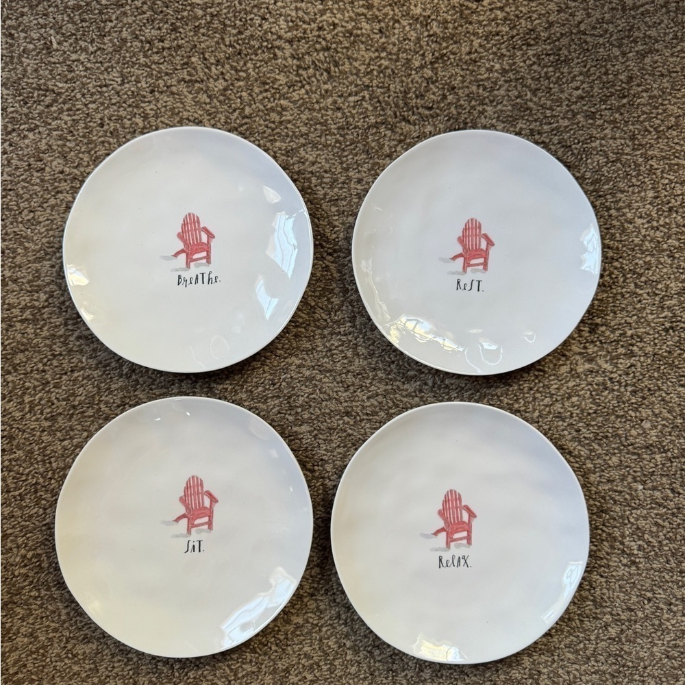 Rae Dunn Melamine 8" Summer Plates Set of 4